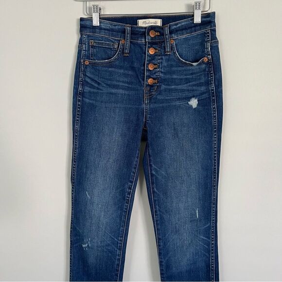 Madewell 10" High Rise Skinny Jeans: Drop Hem Edition Medium Wash, Size 25 NWOT - Picture 4 of 13